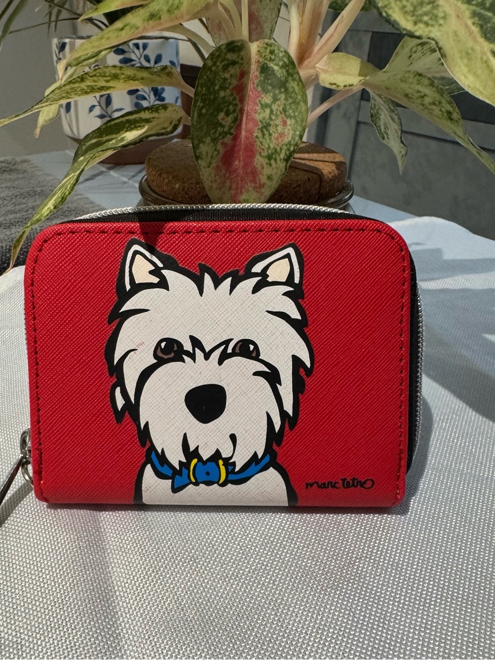 Marc Tetro Westie Dog Zip Around Wallet Red Novelty Coin Purse